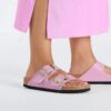 Arizona Big Buckle Cuir naturel verni ultra brillant Fondant Pink