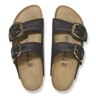Arizona Big Buckle Textile Raffia Noir