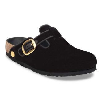Boston Big Buckle Passepoil Rivet Logo Textile Velours Noir