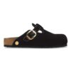 Boston Big Buckle Passepoil Rivet Logo Textile Velours Noir