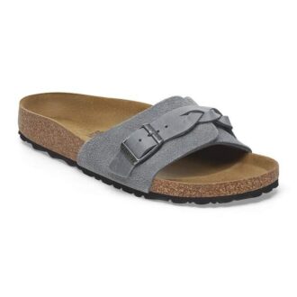 Cuir suédé tressé Oita Gris basalte