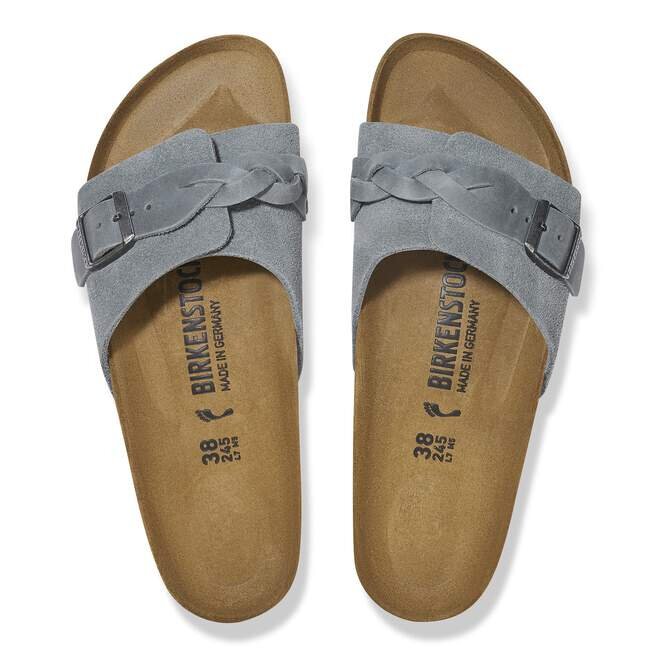 Cuir suédé tressé Oita Gris basalte Cuir suédé tressé Oita Gris basalte