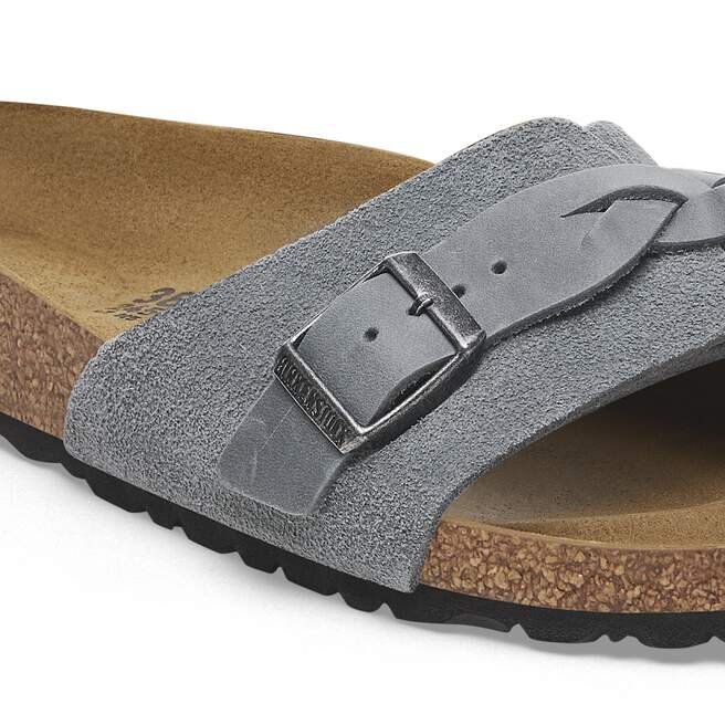 Cuir suédé tressé Oita Gris basalte Cuir suédé tressé Oita Gris basalte