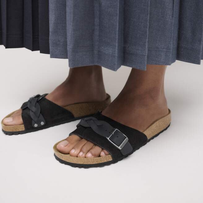 Cuir suédé tressé Oita noir Cuir suédé tressé Oita noir