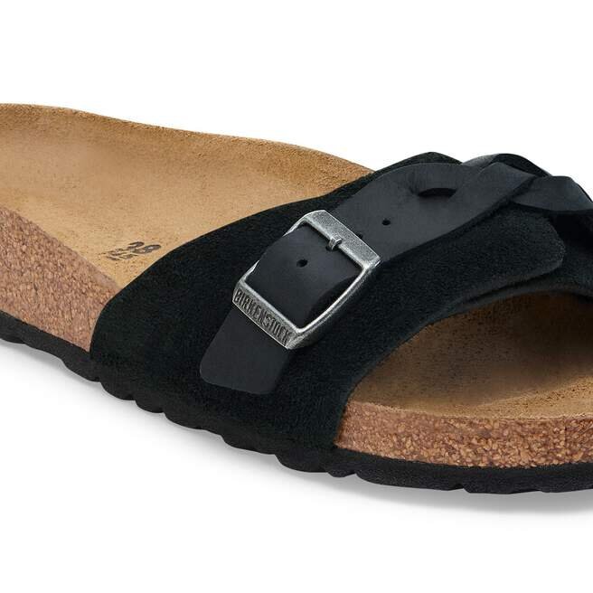 Cuir suédé tressé Oita noir Cuir suédé tressé Oita noir