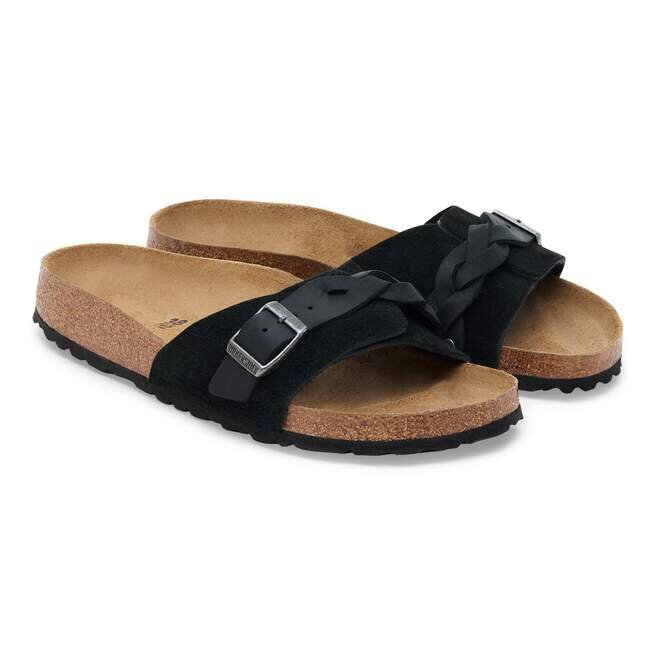 Cuir suédé tressé Oita noir Cuir suédé tressé Oita noir
