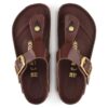 Gizeh Big Buckle Cuir naturel verni brillant chocolat