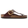 Gizeh Big Buckle Cuir naturel verni brillant chocolat