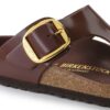 Gizeh Big Buckle Cuir naturel verni brillant chocolat