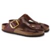 Gizeh Big Buckle Cuir naturel verni brillant chocolat