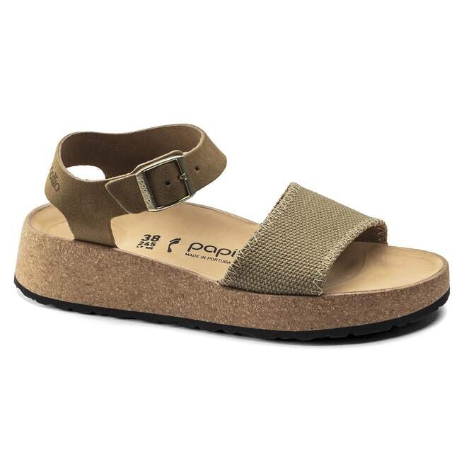 Glenda Cuir suédé et textile Kaki délavé Glenda Cuir suédé et textile Kaki délavé