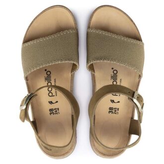 Glenda Cuir suédé et textile Kaki délavé Glenda Cuir suédé et textile Kaki délavé