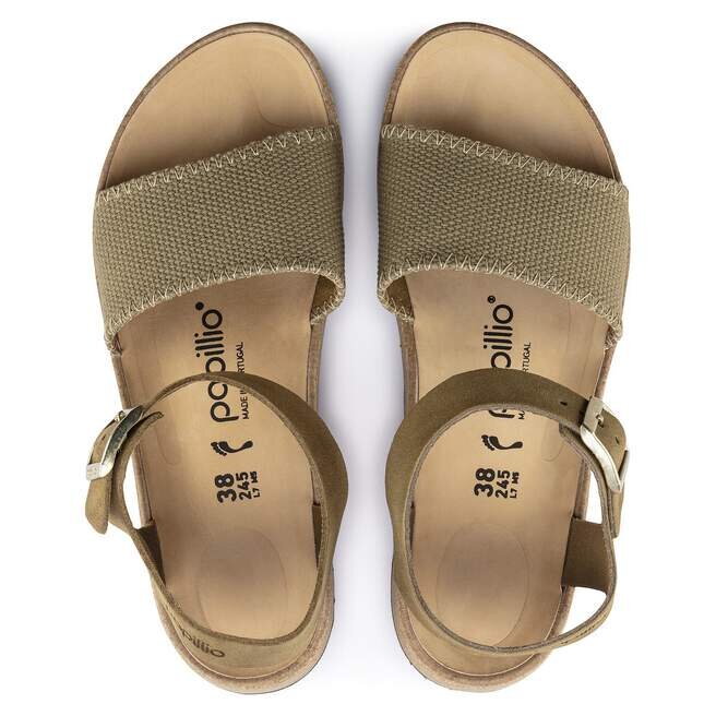 Glenda Cuir suédé et textile Kaki délavé Glenda Cuir suédé et textile Kaki délavé