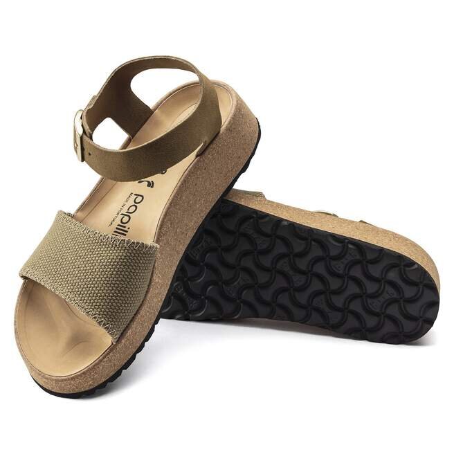 Glenda Cuir suédé et textile Kaki délavé Glenda Cuir suédé et textile Kaki délavé