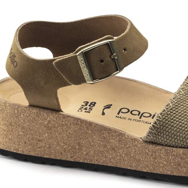 Glenda Cuir suédé et textile Kaki délavé Glenda Cuir suédé et textile Kaki délavé