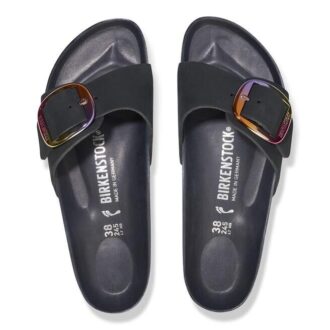 Madrid Big Buckle Cuir Nubuck Noir
