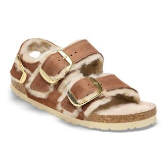 Milano à Big Buckle en cuir naturel huilé et peau de mouton