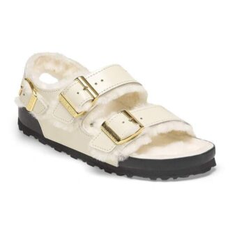 Milano Shearling Cuir naturel-moutonnet Écru brillant