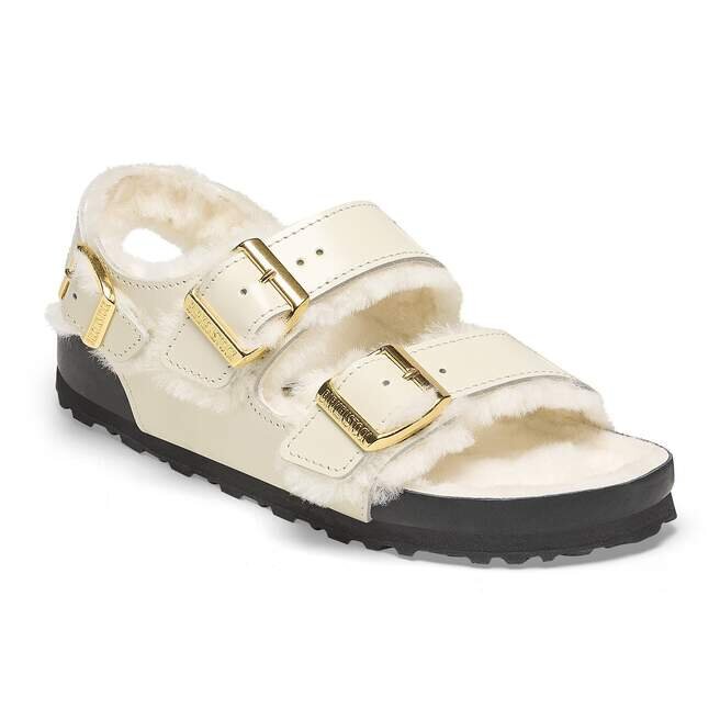 Milano Shearling Cuir naturel-moutonnet Écru brillant Milano Shearling Cuir naturel-moutonnet Écru brillant