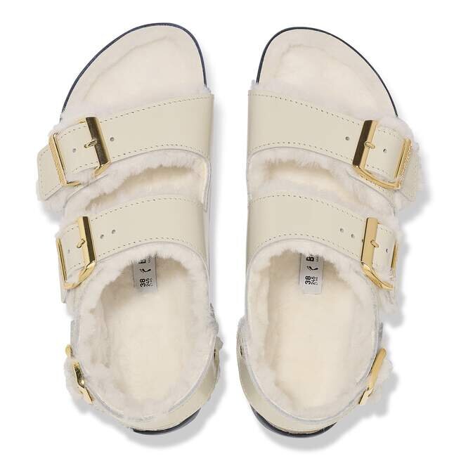 Milano Shearling Cuir naturel-moutonnet Écru brillant Milano Shearling Cuir naturel-moutonnet Écru brillant