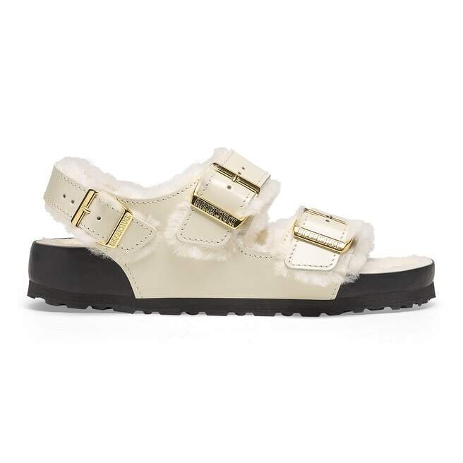 Milano Shearling Cuir naturel-moutonnet Écru brillant Milano Shearling Cuir naturel-moutonnet Écru brillant