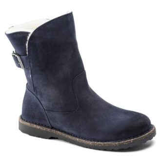 Uppsala en cuir suédé et peau de mouton bleu marine